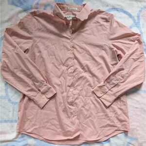 Orvis Pink Scalloped Long Sleeve Blouse Size 16